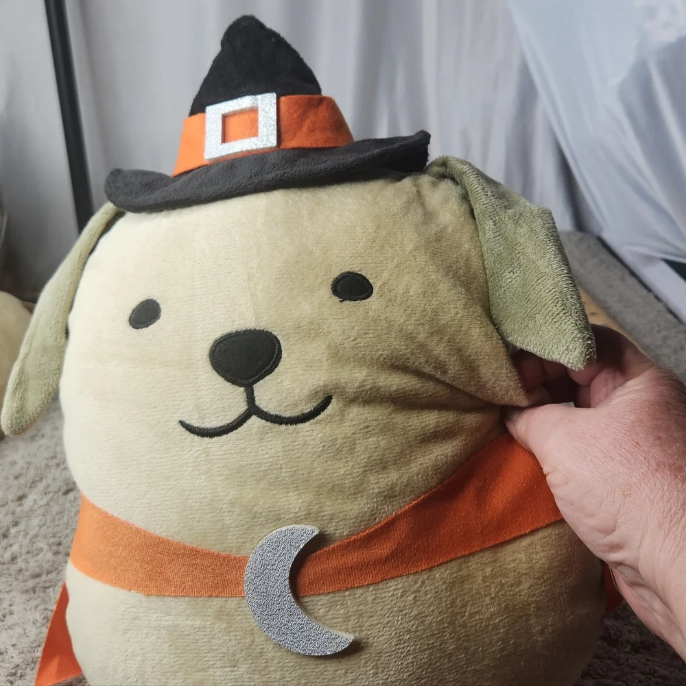 Plush Puppy Halloween Witch Hat Plush - Cream & Orange